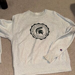Champion Gray Michigan State Spartans Crewneck Sweater